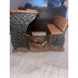 Cracker Barrel Desk Figurine Old Style School Desk 7" x‎  5"